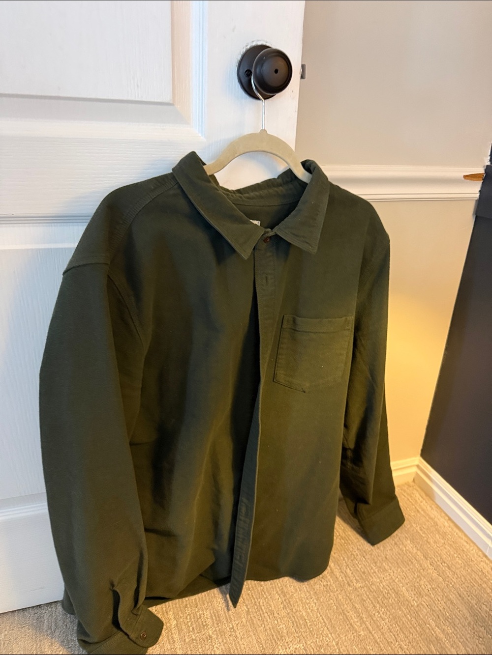 Outerknown Olive Green Button-Front Shirt Jacket